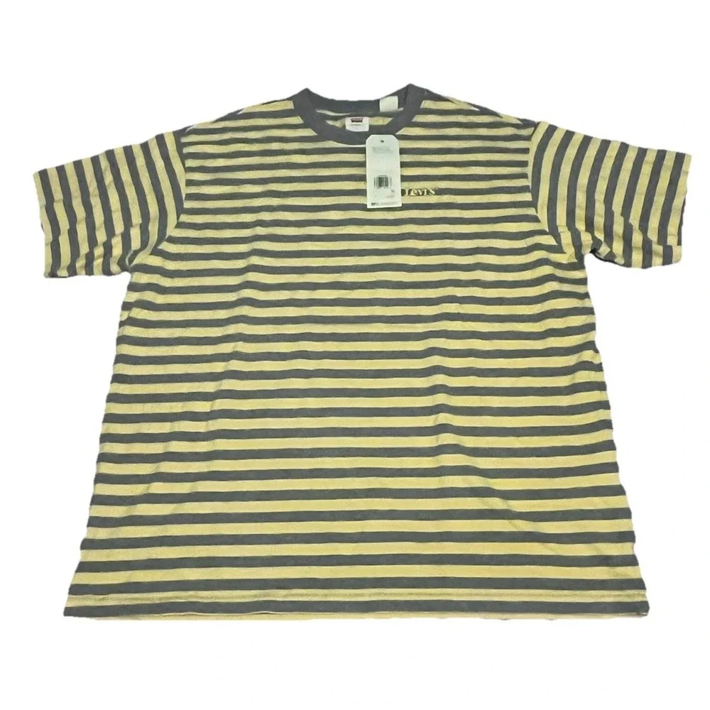 AUTHENTIC LEVI'S SS Vintage FIT Large STRIPES T‎ SHIRT Embroidered Logo